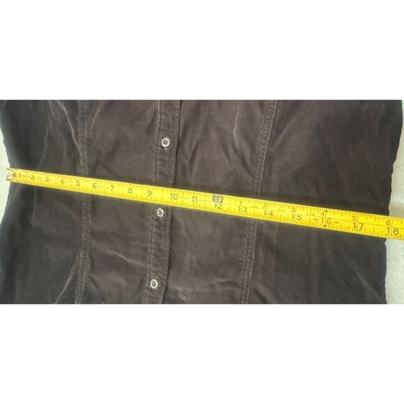Woolrich Button Front Shirt Micro Corduroy Shirt Princess Seam Black Womens Size - Picture 5 of 8